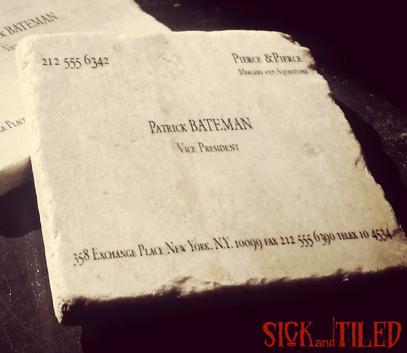 American Psycho Muders & Executions Business Card Tumbled Marble Drink Coasters Single