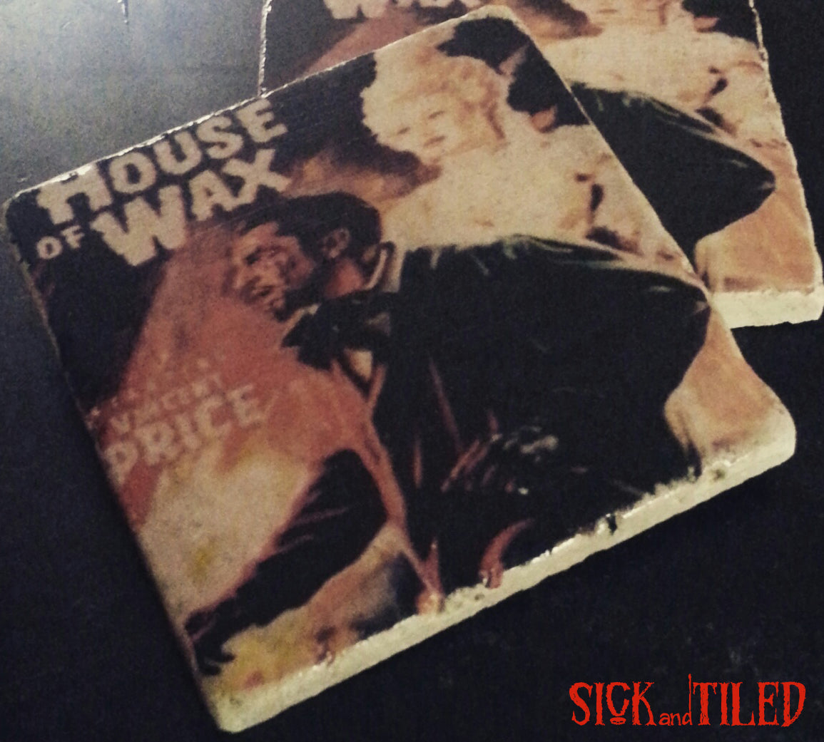 House of Wax Vintage Horror Movie Poster Tumbled Marble Coaster Single Vincent Price