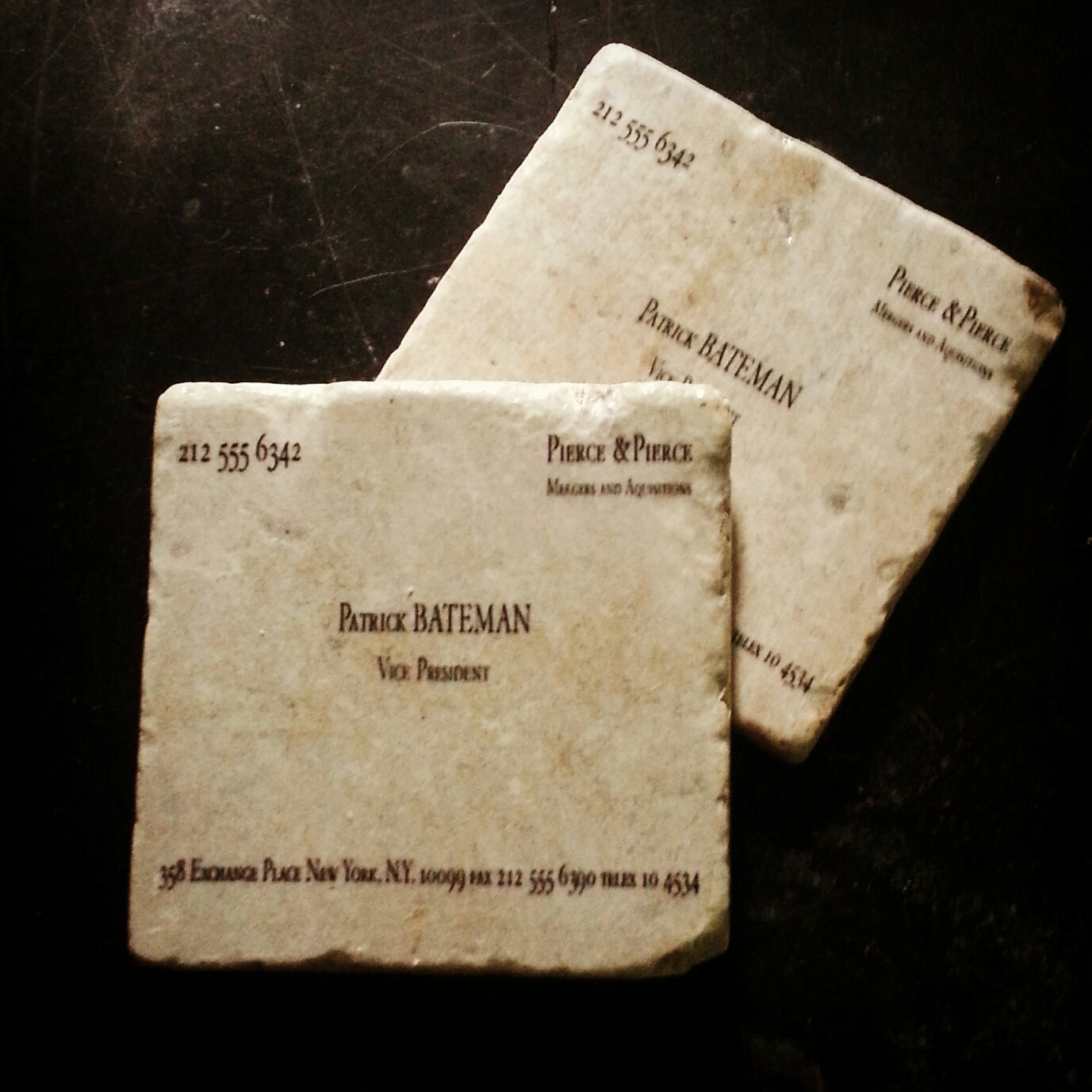 American Psycho Muders & Executions Business Card Tumbled Marble Drink Coasters Single