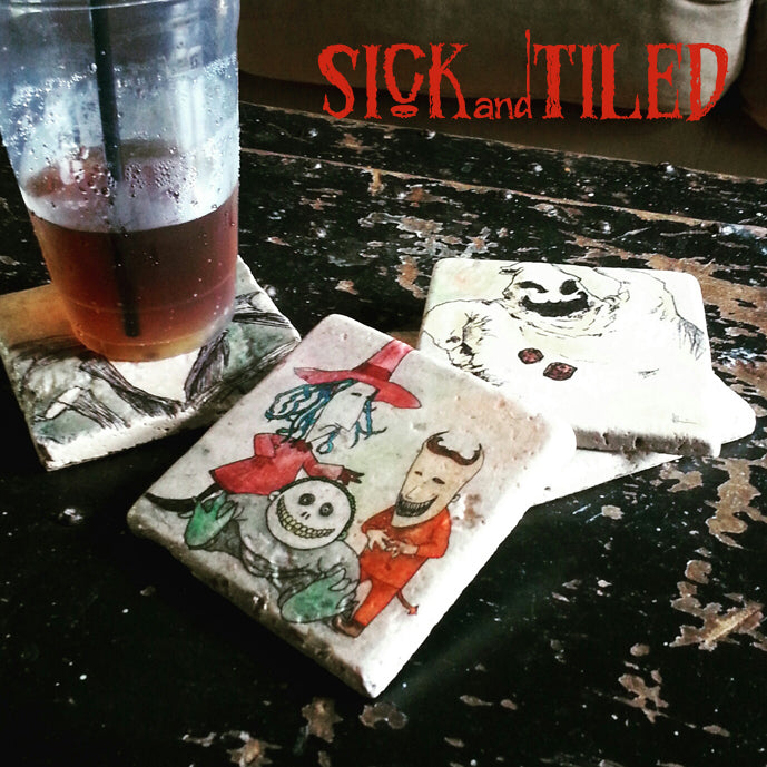 Nightmare Before Christmas Tumbled Stone 6 Piece Drink Coaster Set
