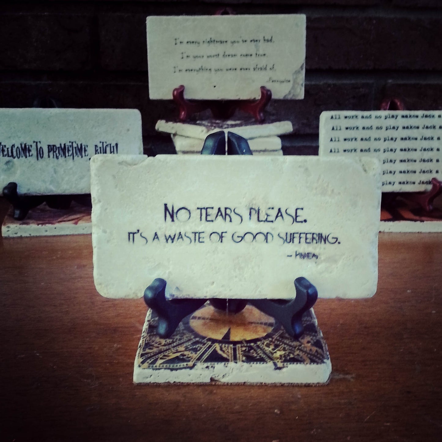 No Tears Please HELLRAISER Motivational Pinhead Quote Plaque Cheer Up