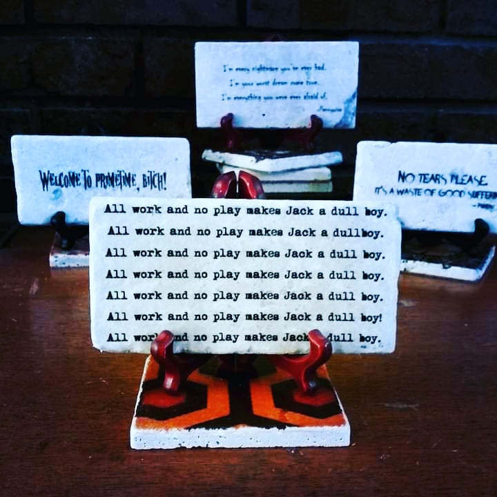 The SHINING All Work And No Play Handmade Quote Plaque 80s Horror