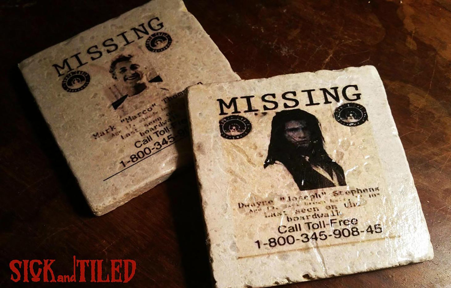 The Lost Boys Missing Posters Tumbled Stone 4 Piece Drink Coaster Set
