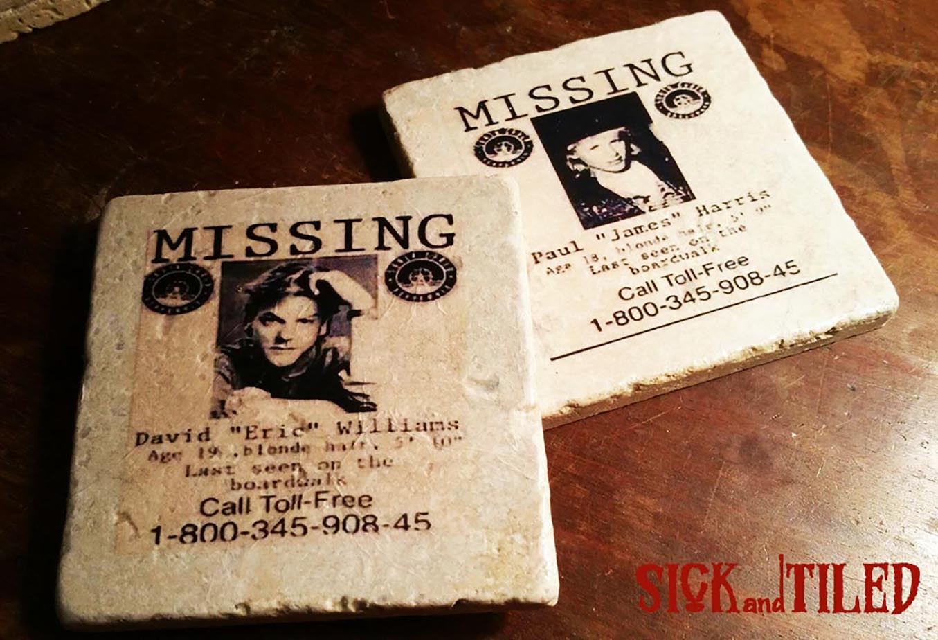 The Lost Boys Missing Posters Tumbled Stone 4 Piece Drink Coaster Set
