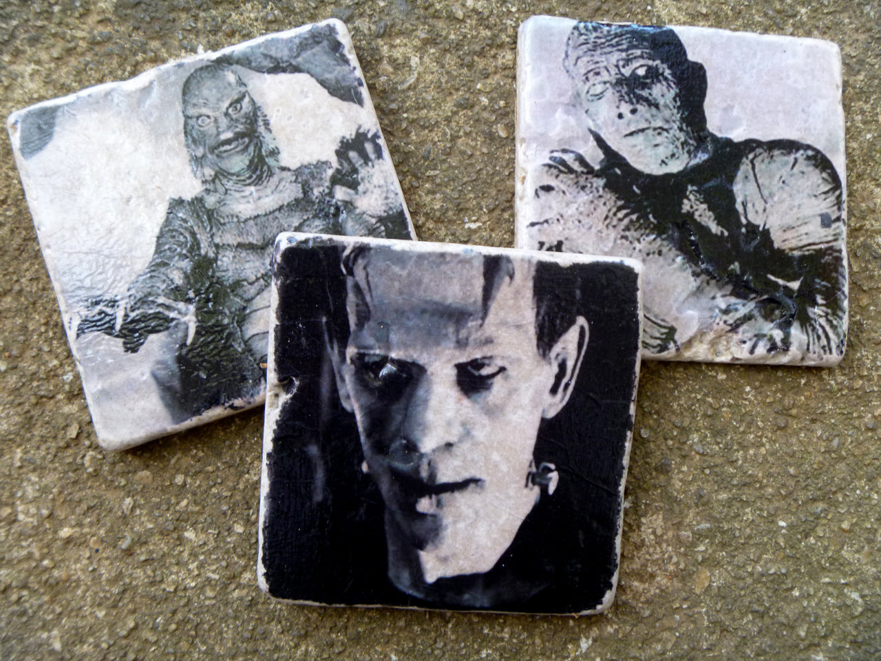 Classic Monsters Tumbled Stone 6 Piece Drink Coaster Set