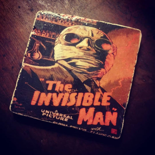 The Invisible Man Vintage Horror Movie Poster Tumbled Marble Coaster Single