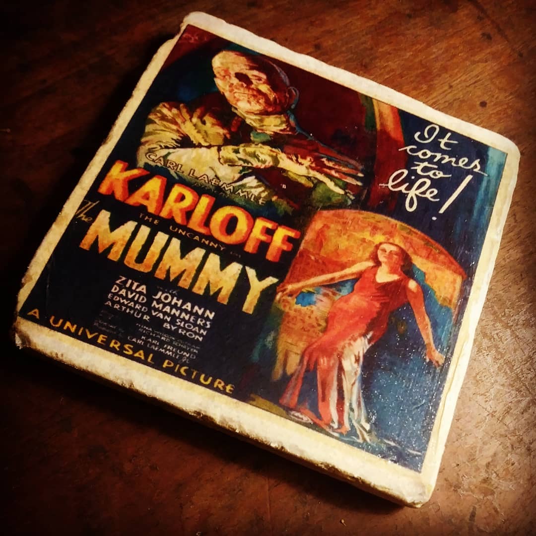 The Mummy Vintage Horror Movie Poster Tumbled Marble Coaster Single