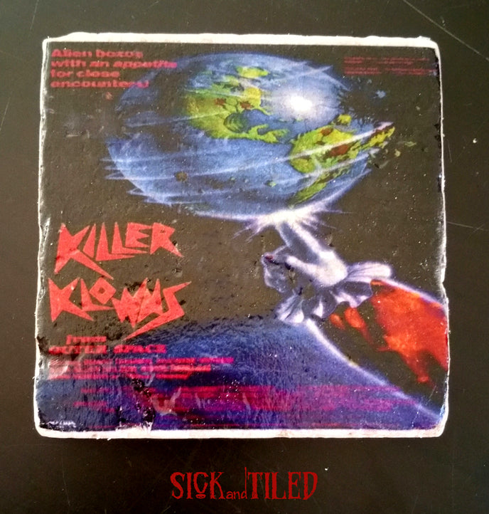 Killer Clowns Vintage Poster Tumbled Marble Drink Coasters Single
