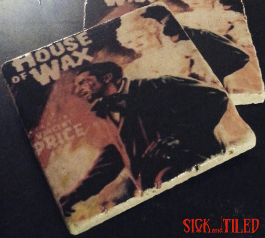 House of Wax Vintage Horror Movie Poster Tumbled Marble Coaster Single Vincent Price