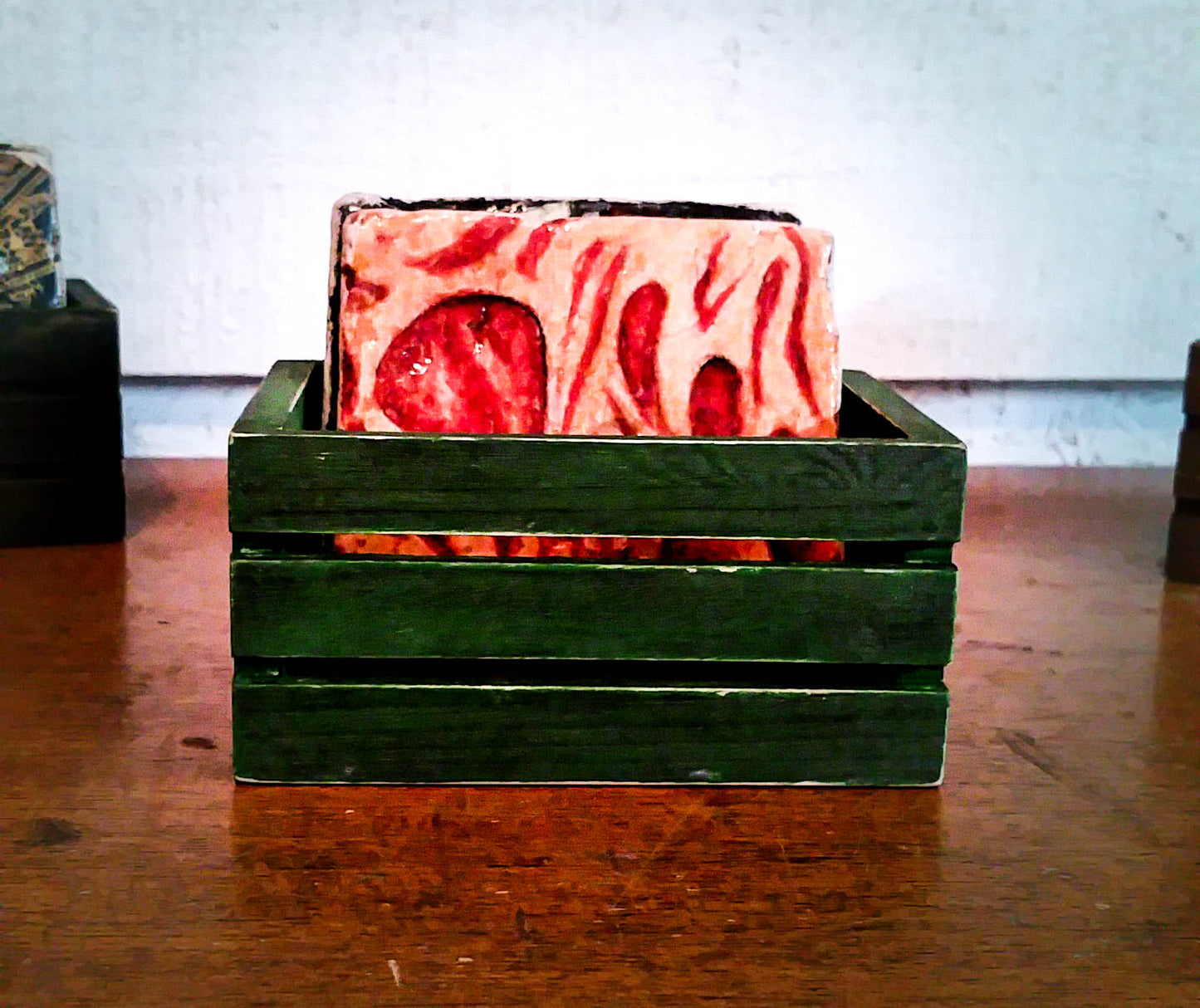 Sick & Distressed Drink Coaster Crate in GREEN Holds Up To 6 Coasters